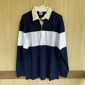 🆕VS PINK STRIPPED LONG SLEEVE COLLARED TOP SZ L